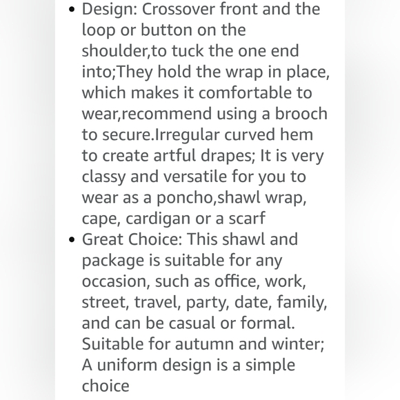 HXZNY: Cashmere Feel Shawl Wrap Poncho Soft Capes Open Front Cardigan Wrap. Warm - Picture 4 of 4